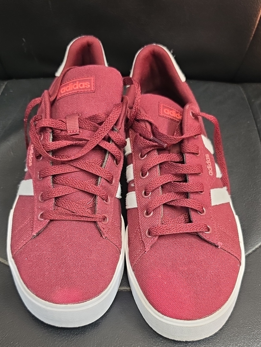 adidas Men's Burgundy Canvas Sneakers with White Stripes